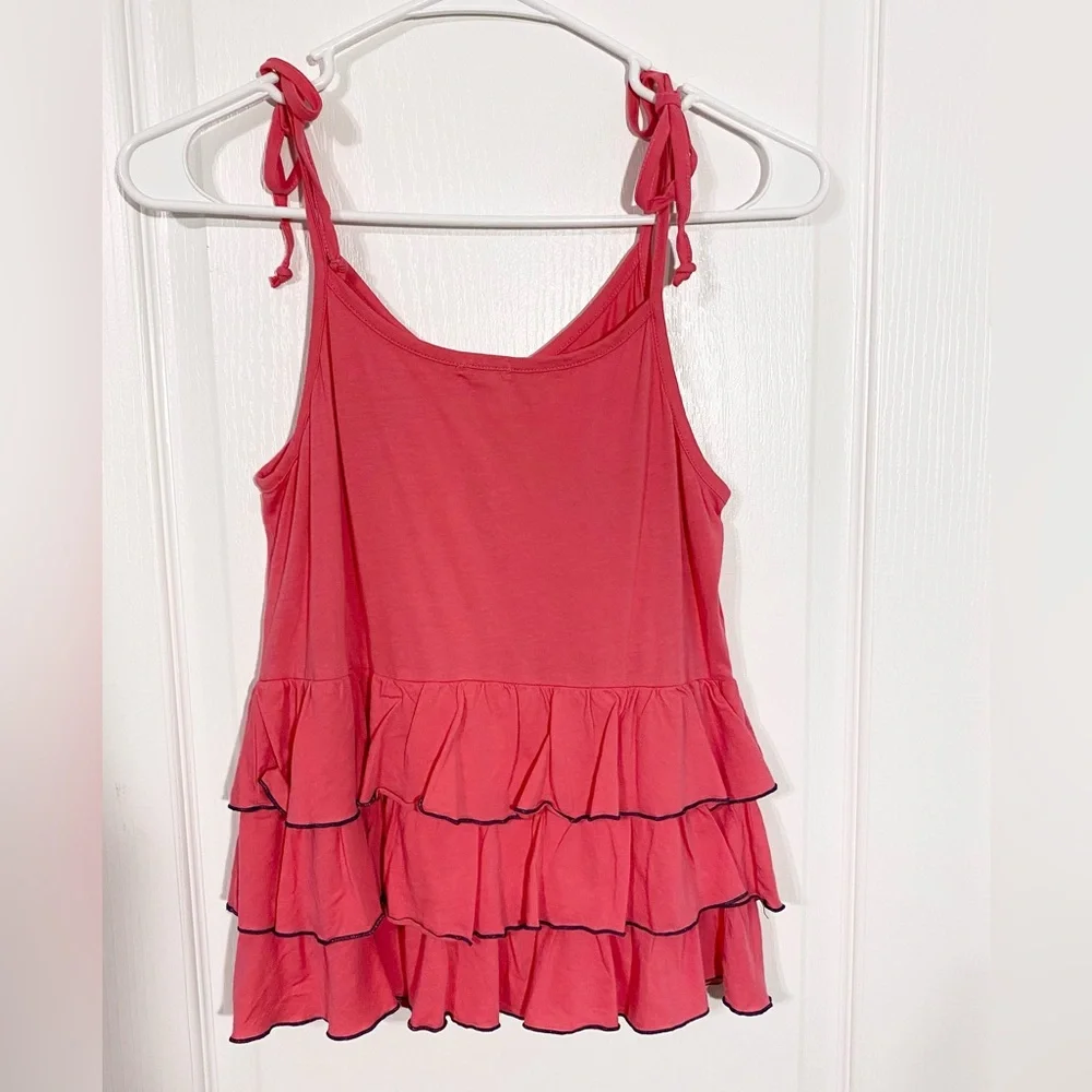 LAmade Kids Tiered Ruffle Tie Strap Camisole USA MADE Pink Navy Girl’s 14